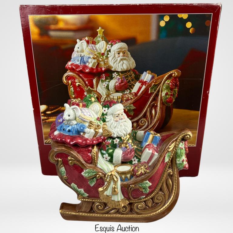 Fitz and Floyd Santas Sleigh Christmas Cookie Jar (1 of 4)