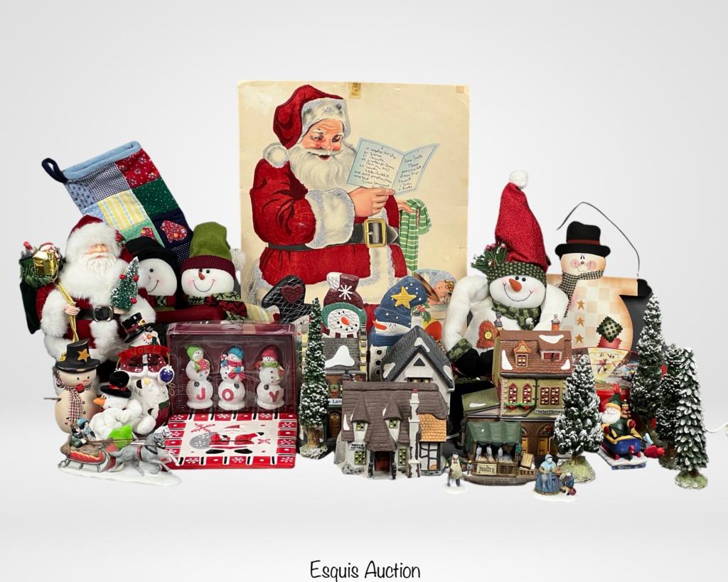 Christmas Decor Lot- Cottages, Snowmen, Santa (1 of 5)