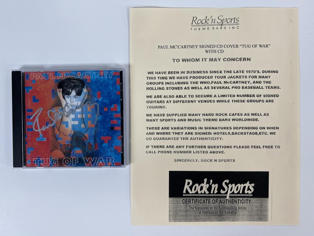 Paul McCartney Signed "Tug of War" CD Cover (1 of 4)