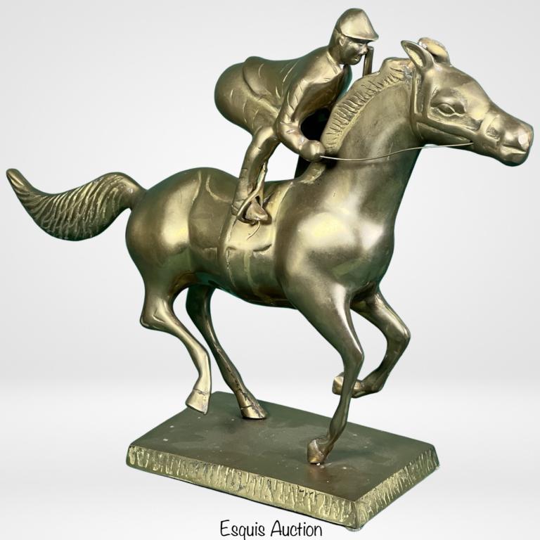 Large Horse & Jockey Brass Sculpture (1 of 4)