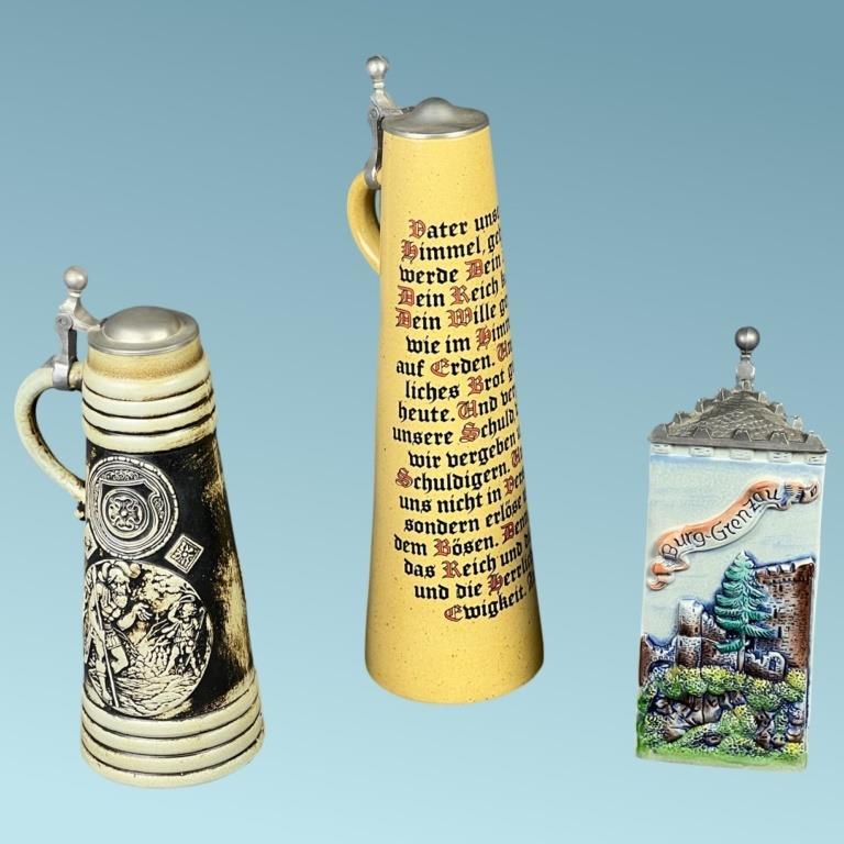 Vintage German Lidded Beer Steins- Burg Grenzau (1 of 10)