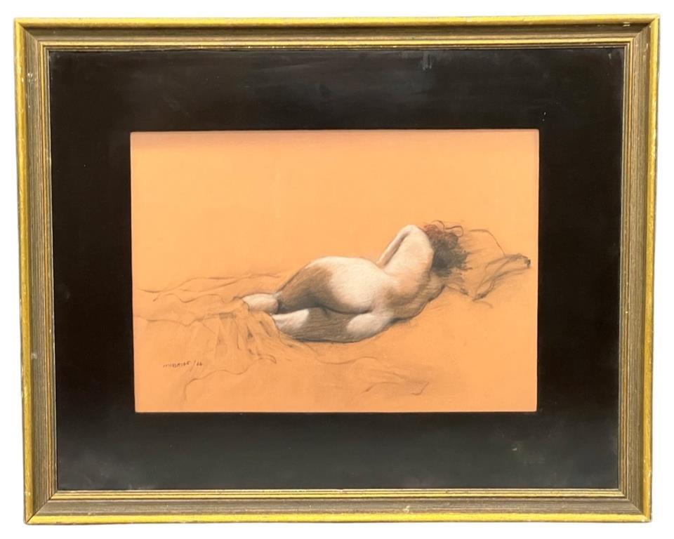 Francisco McBride- Reclining Nude Pastel Painting: Francisco McBride (20th Century/ American). Reclining Nude Pastel on Paper. Signed and dated '66 lower left corner. Measures 24 1/2" x 30 1/2" framed. Good Condition.