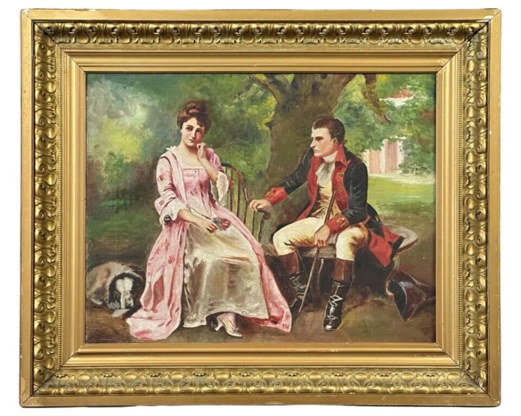 Edgar Keller- Gentleman & Lady 1898 Oil Painting (1 of 3)