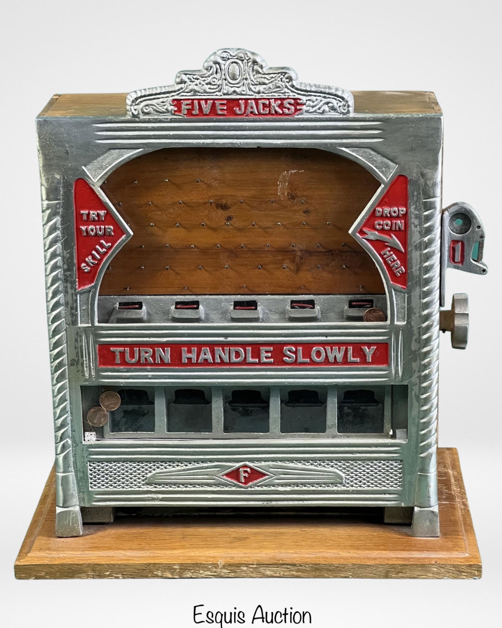 1930's Five Hacks Penny Drop Gambling Machine (1 of 4)