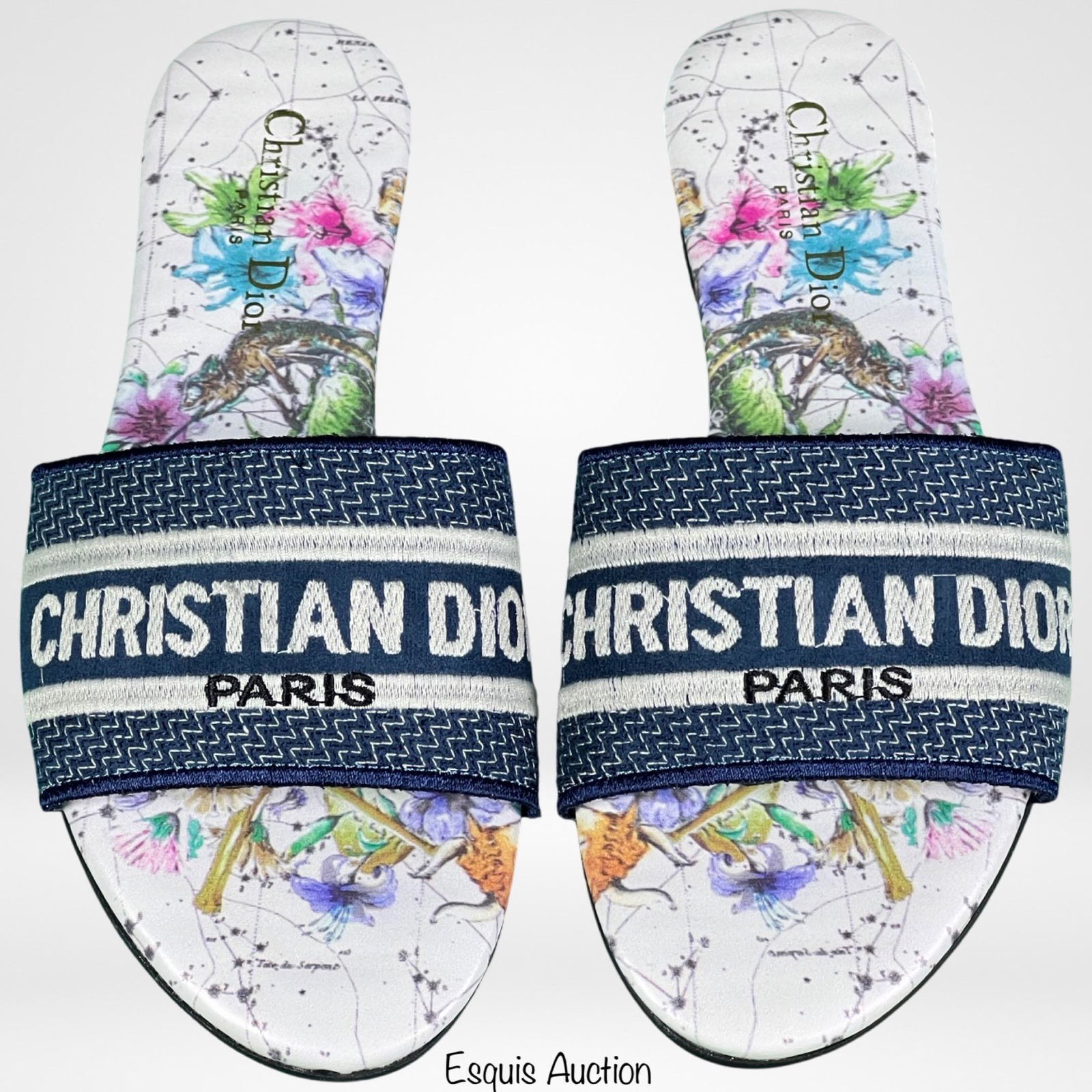Christian Dior Dway Slide White Multicolor Sandals (1 of 5)