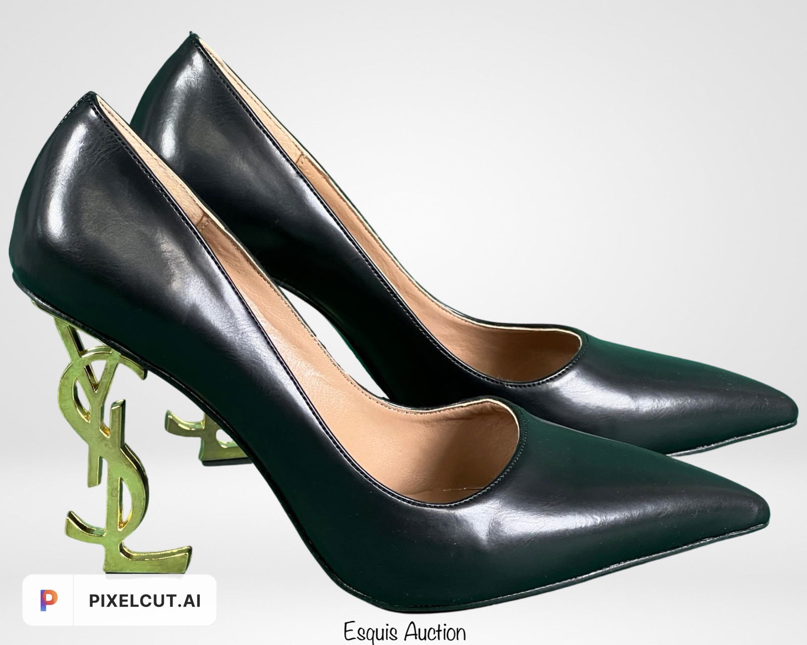 Ives Saint Laurent Black Leather Opyum Pumps Sz 7 (1 of 5)