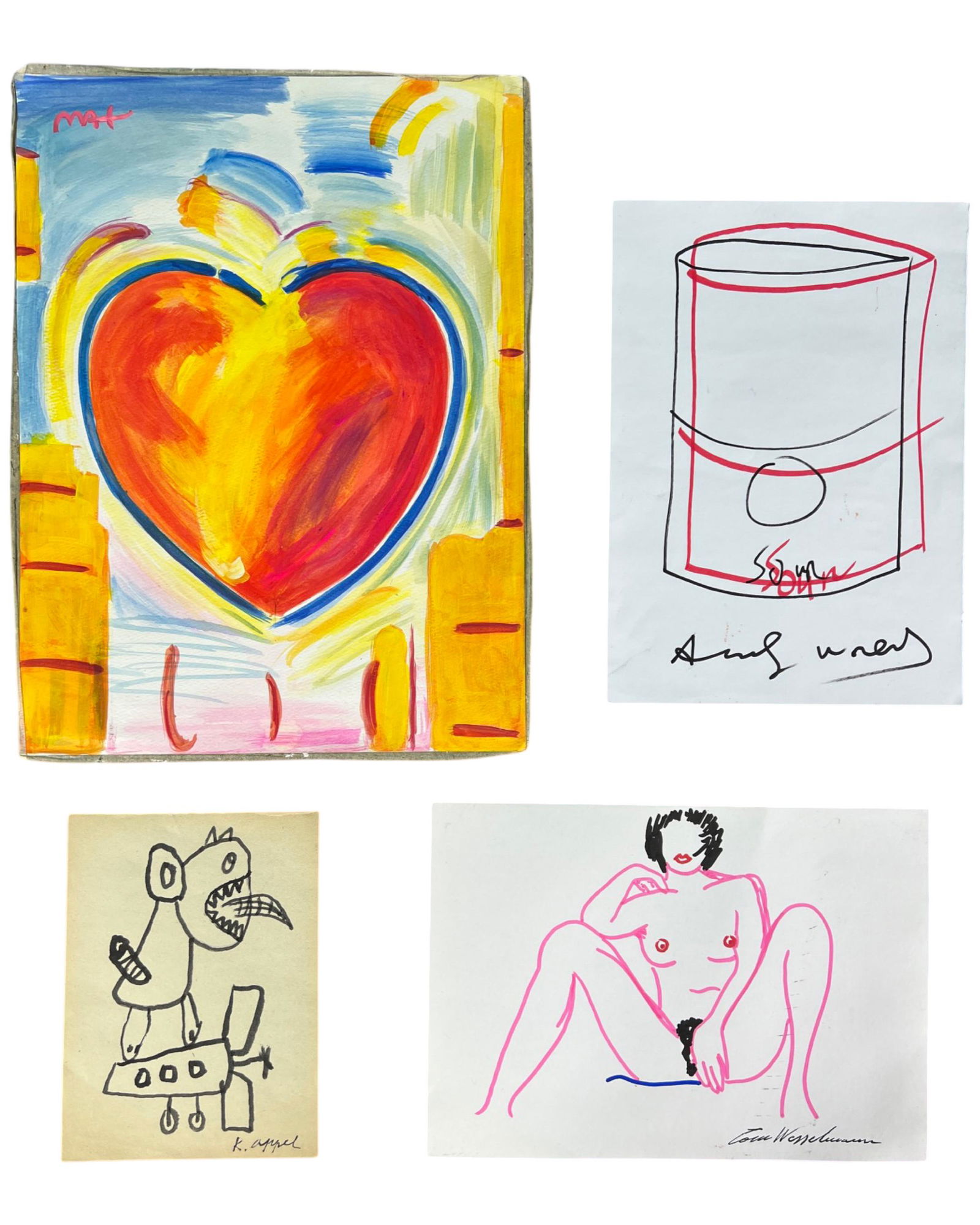 Original Drawings in style of Warhol, Max, Appel, (1 of 5)