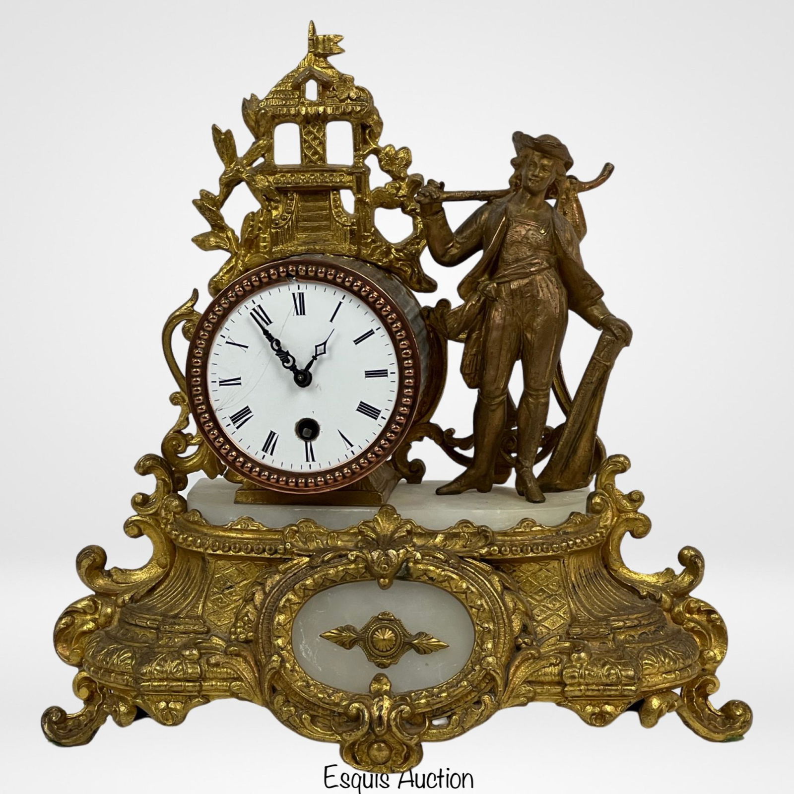 Antique French Gilt Bronze Figural Mantel Clock (1 of 7)