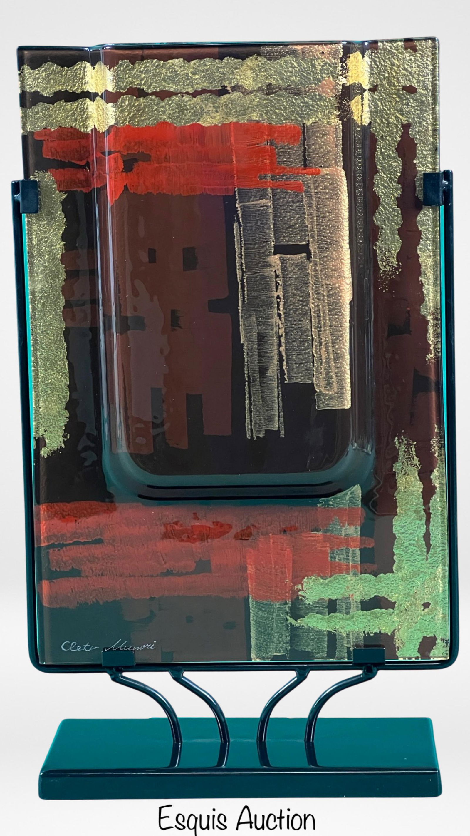 Modernist Artist Signed  Art Glass Vase (1 of 4)