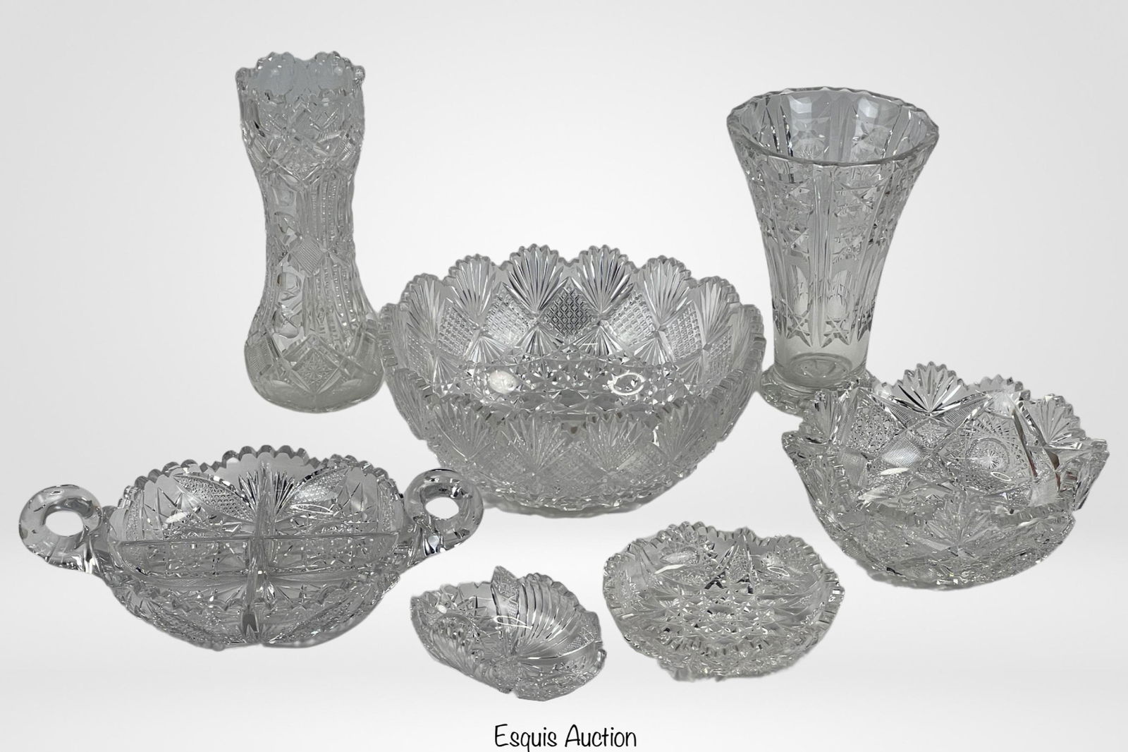 Group of Brilliant  Cut Glass Crystal Vessels (1 of 5)