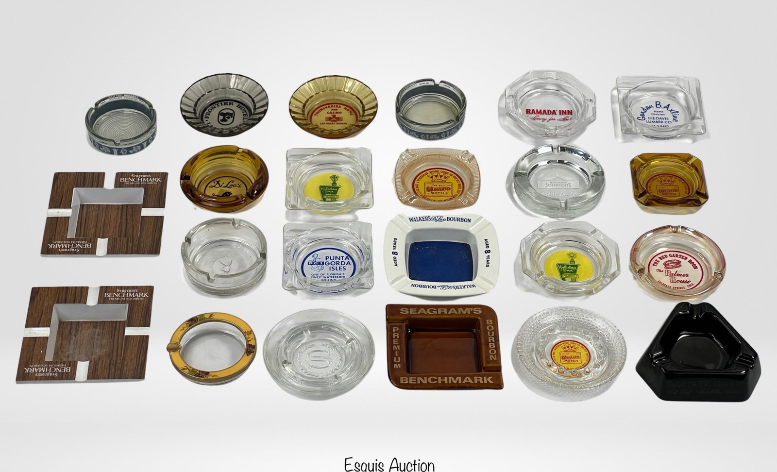 Lot of Vintage Advertising Cigarette Ashtrays: Group of Vintage Advertising Cigarette Ashtrays.