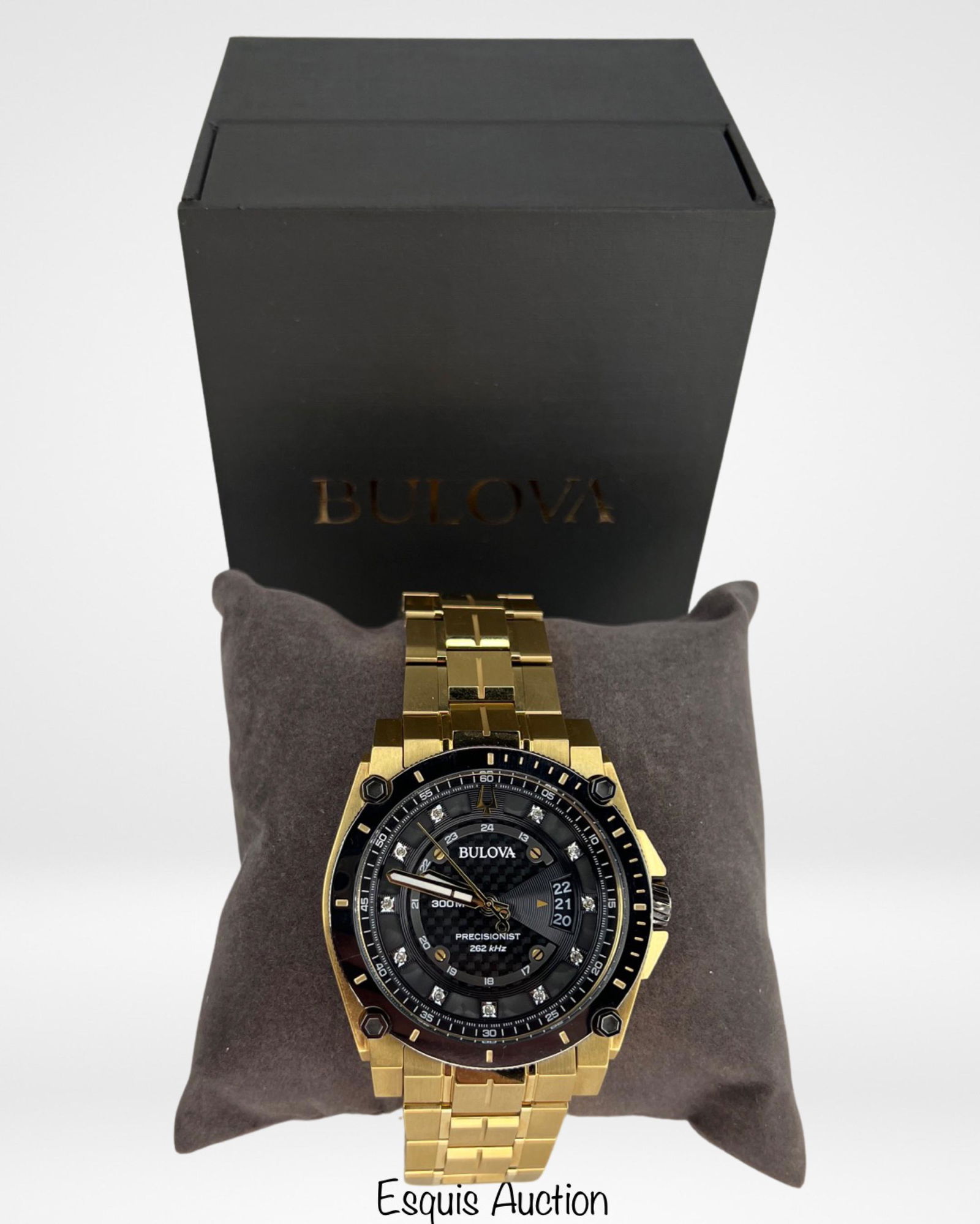 Bulova Precisionist Black Diamond Dial Wrist Watch: Bulova Precisionist Black Diamond Dial Wrist Watch. Good near mint condition, working, in original box.