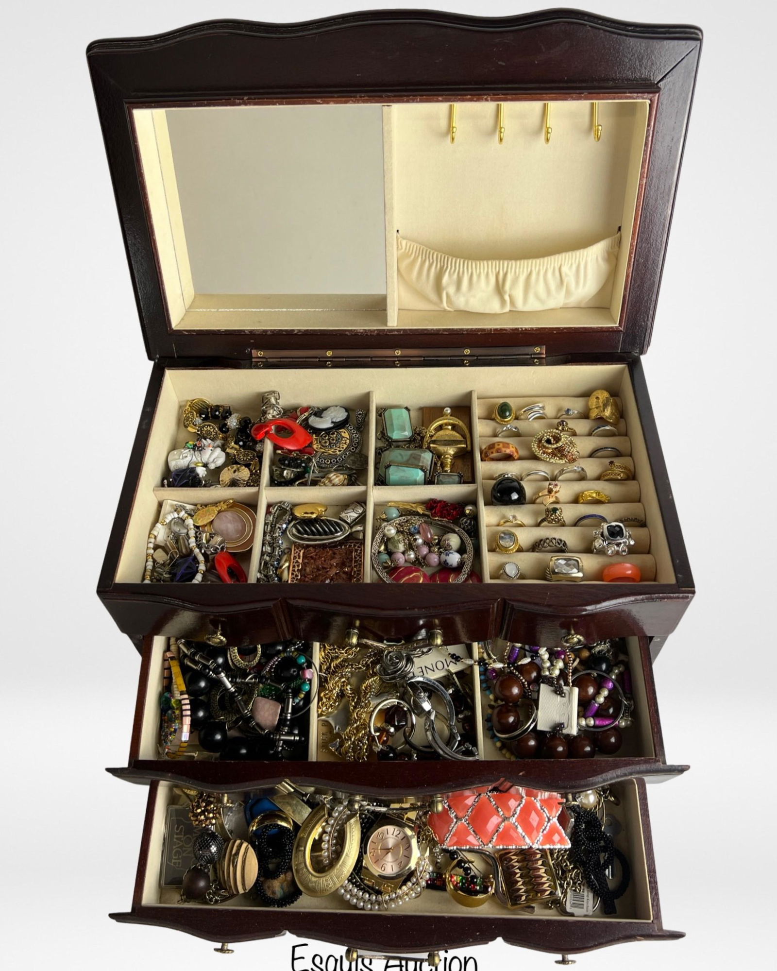 Large Wooden Box/ Chest Filled with Jewelry (1 of 5)