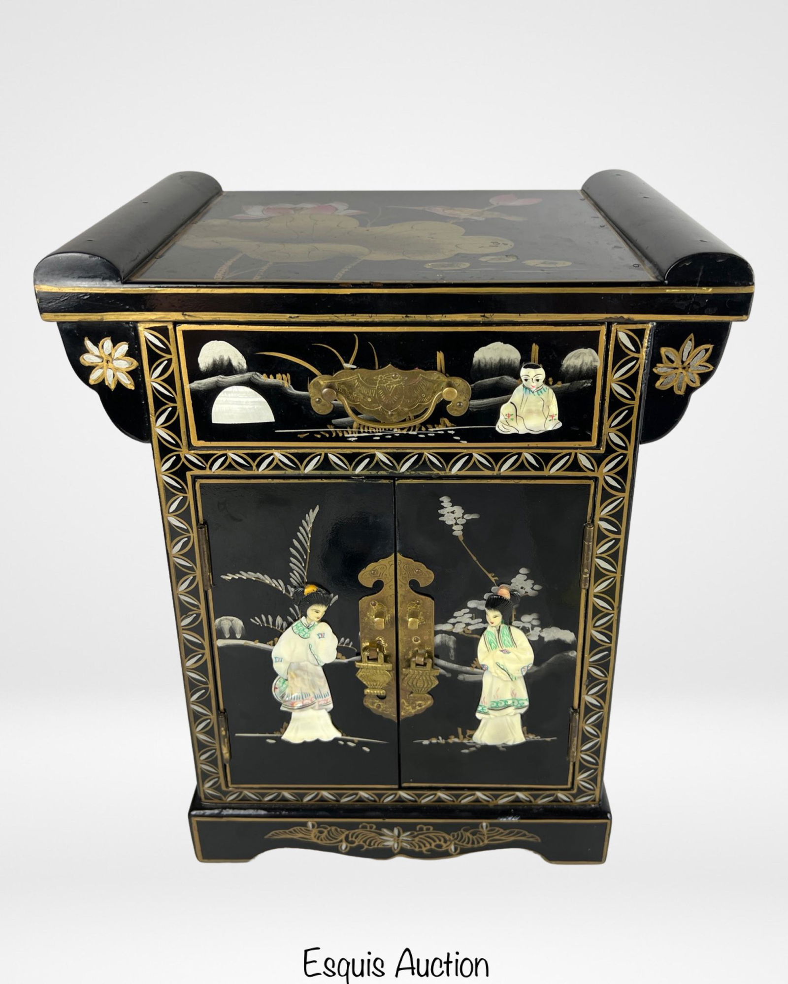Chinese Black Laquer Inlay Jewelry/ Altar Cabinet (1 of 6)