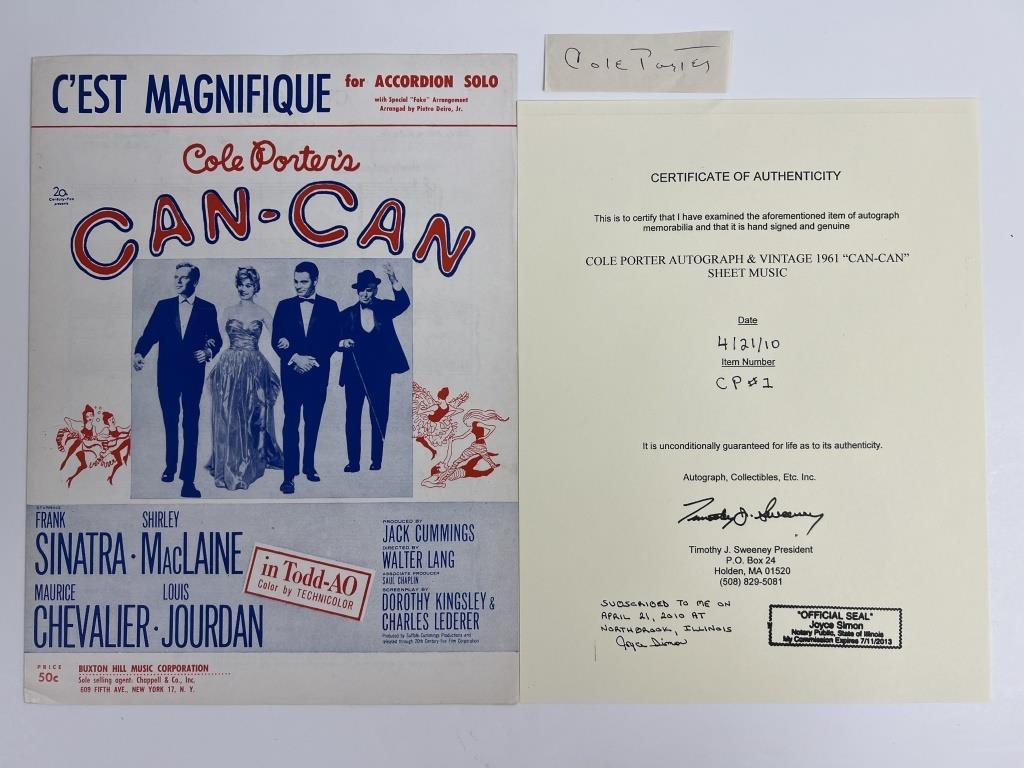 Cole Porter Autograph & 1961 Can-Can Sheet Music (1 of 4)