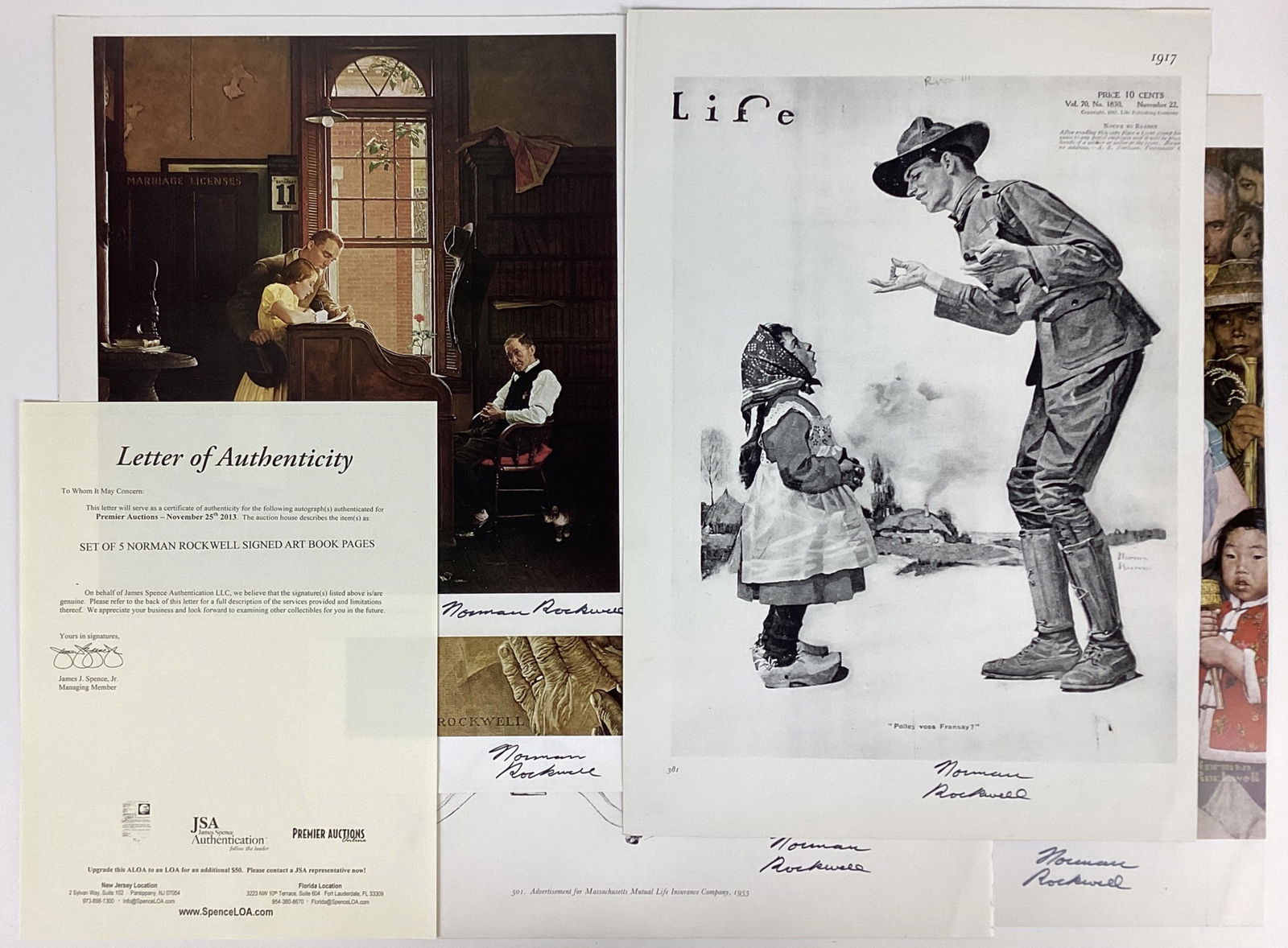 Norman Rockwell Set of 5 Signed Art Book Pages (1 of 7)