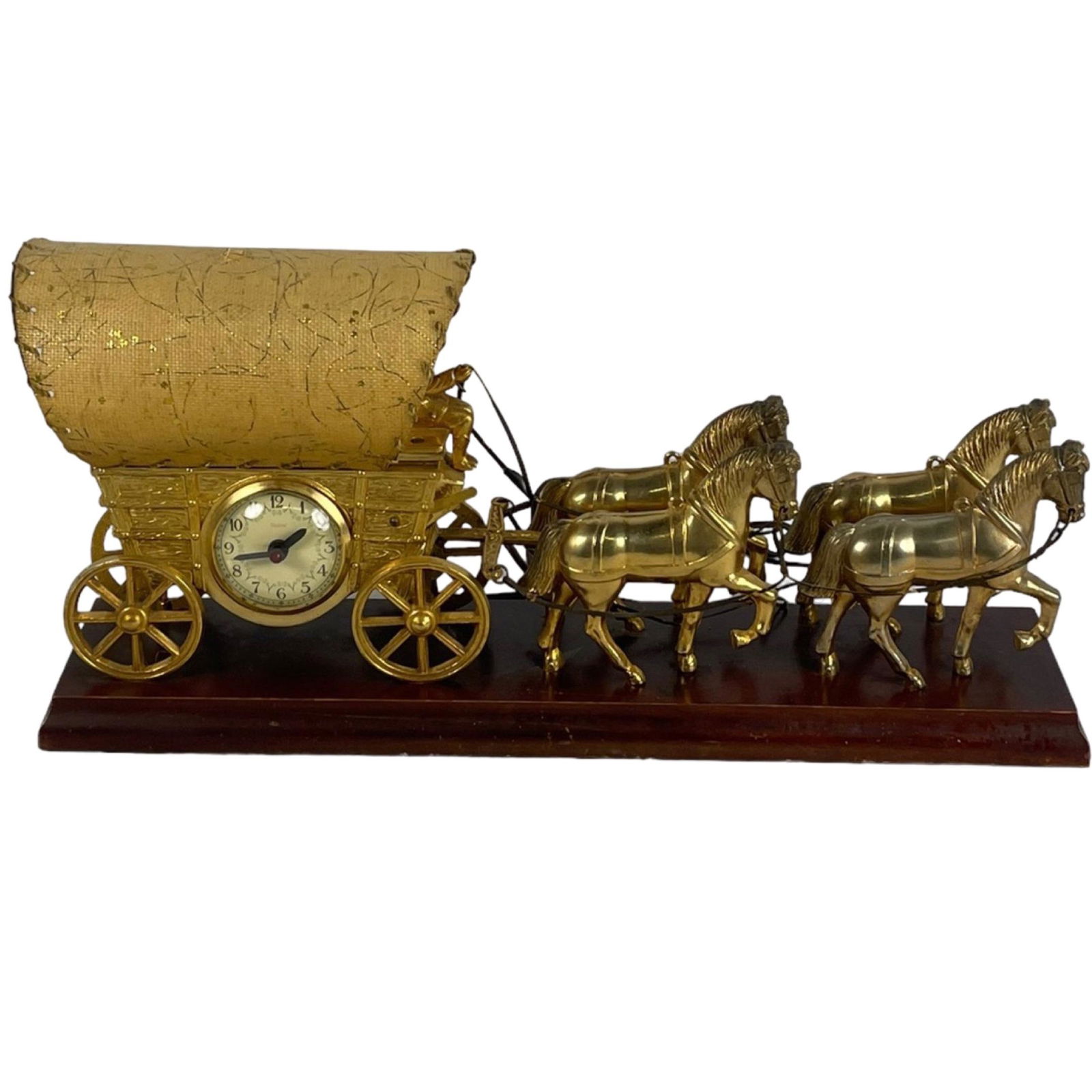 Vintage United Clock 550 Light Metal Horses Wagon (1 of 17)