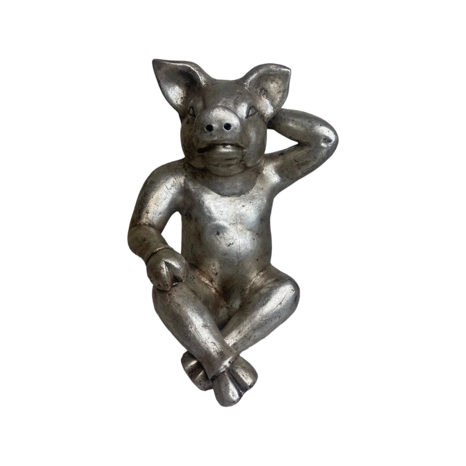 Folk Art Deco Relaxing Pig Sculpture Signed Artist (1 of 9)