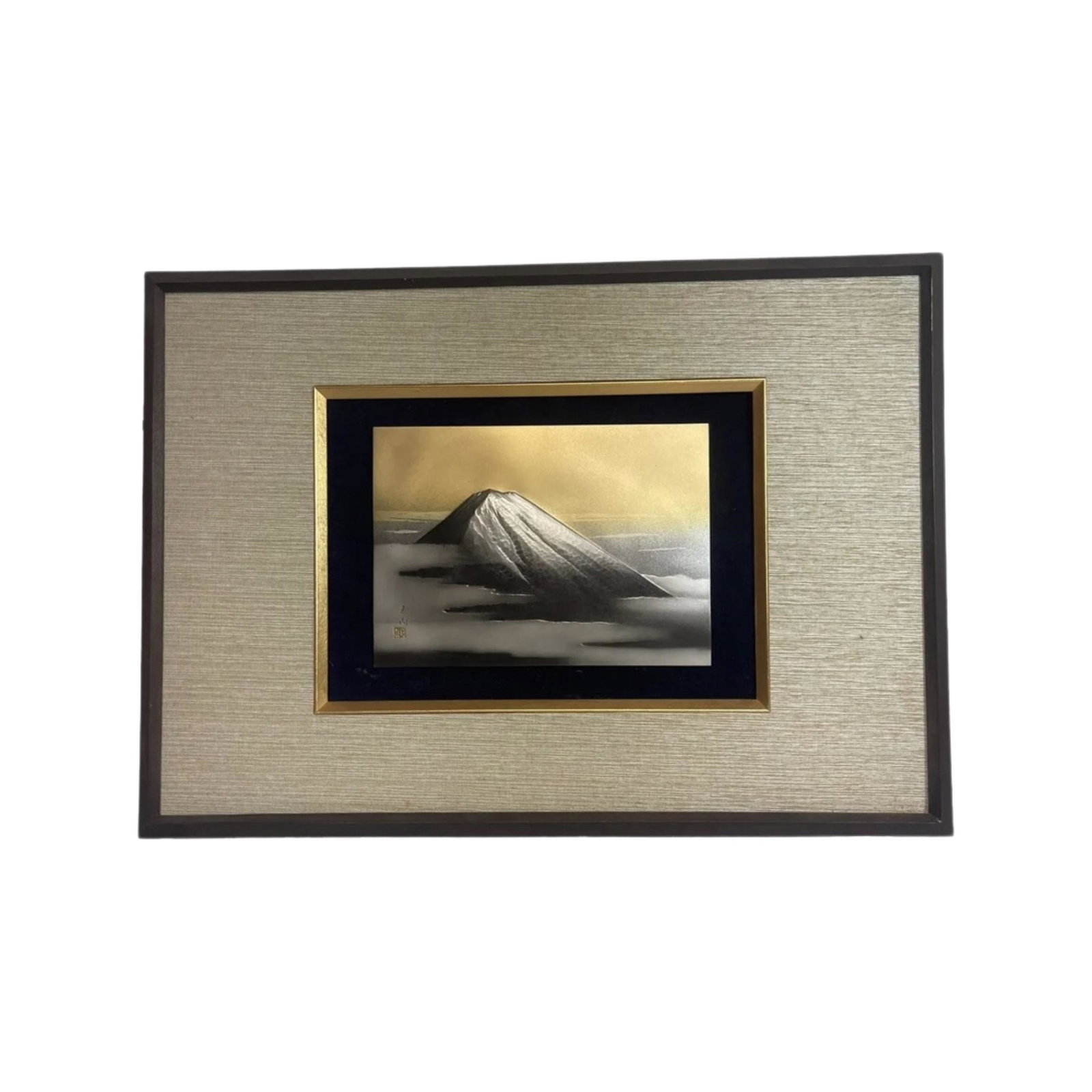 MCM Japanese Hand Engraving Silver Art Mountain: MCM Japanese Hand Engraving Silver Art Mountain W/ Frame, Signed By Artist.Measurments 19x14 With Frame And 10x8 inches without frameGood Condition!!!ArtistUnknownCategoryArtMaterialSilverRegion of Or