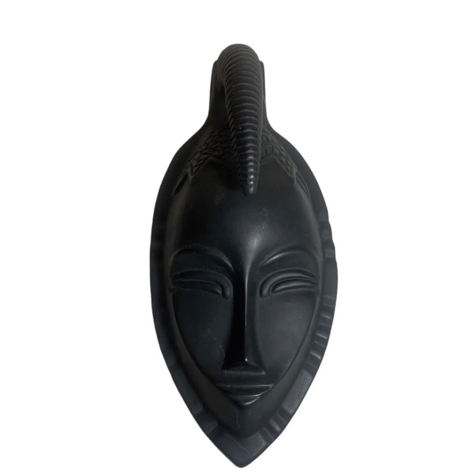 Art Deco Possibly Rene Buthaud Ceramic Black Mask: Art Deco Possibly Rene Buthaud Ceramic Black wall mask french france potteryMeasurments 12x6 inchesGood Condition!!!