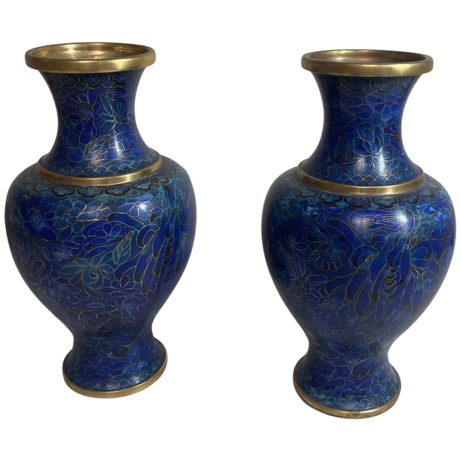 Vintage  Pair Vases Chinese Cloisonne Enamel (1 of 5)