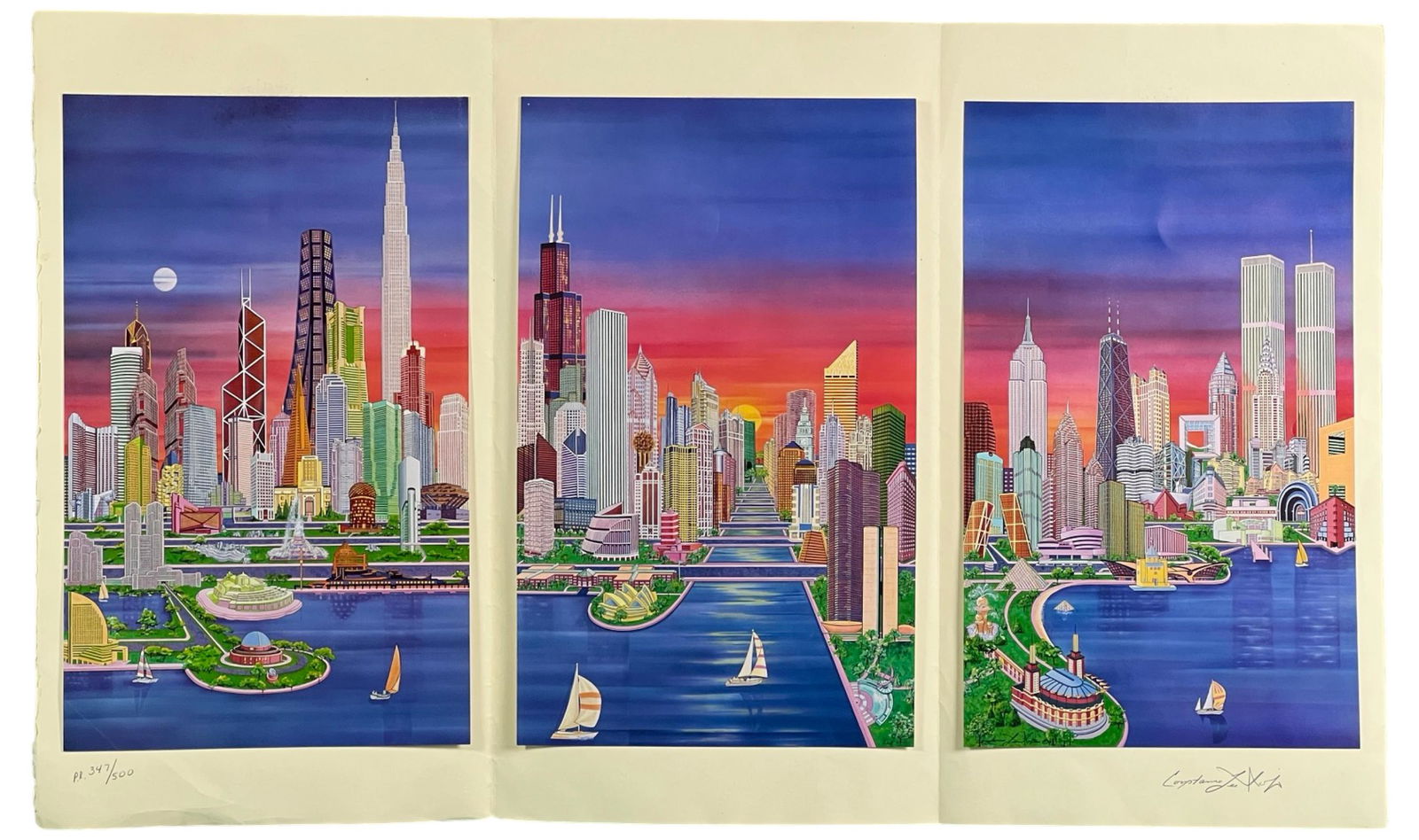 Architectural Fantasy Triptych Signed Lithograph (1 of 6)