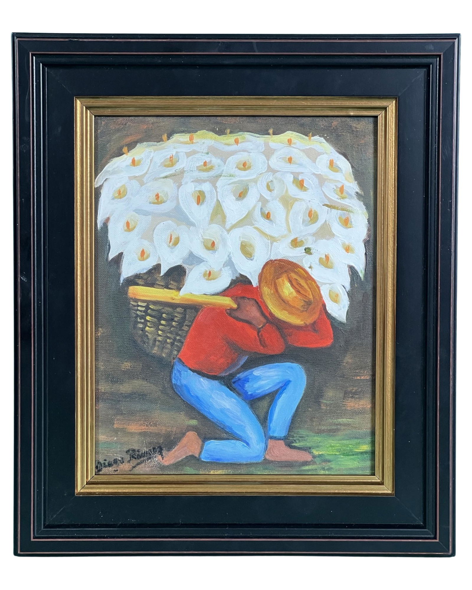 Diego Rivera (after)- Flower Vendor Folk Painting (1 of 3)