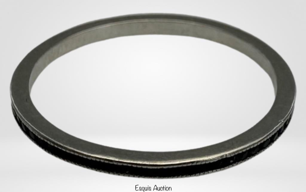 Platinum Stackable Band Ring with stones (1 of 4)