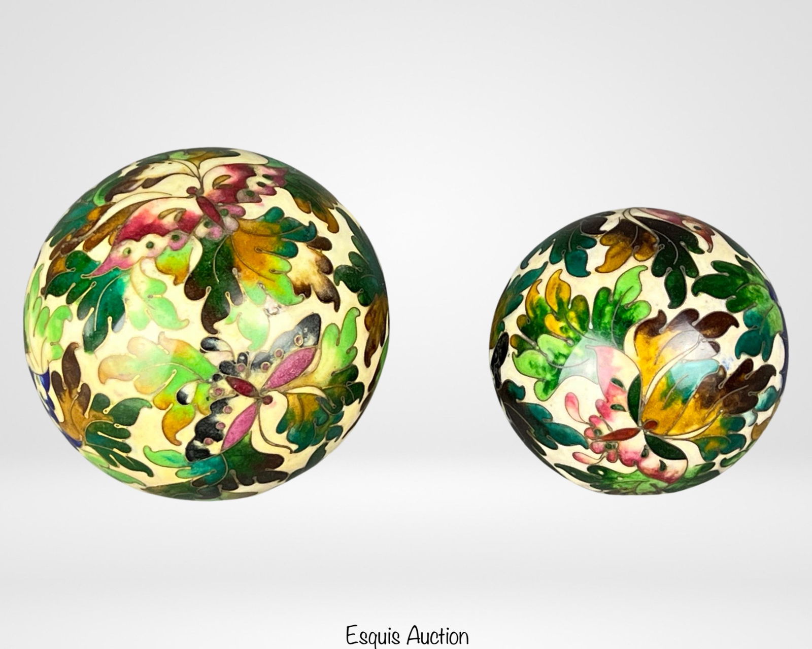 Pair of Kuo's Cloison Cloisonne Paperweights (1 of 5)