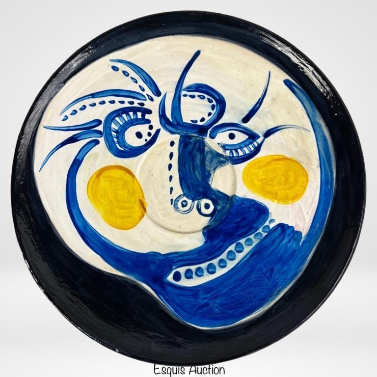 Artist Signed Hand Painted "Visage" Ceramic Plate (1 of 3)