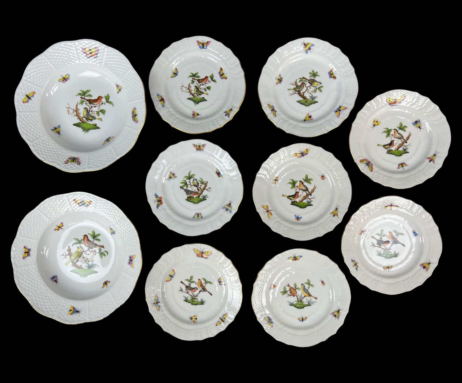 Herend Rothschild Birds Cake Plates & Soup Bowls (1 of 3)