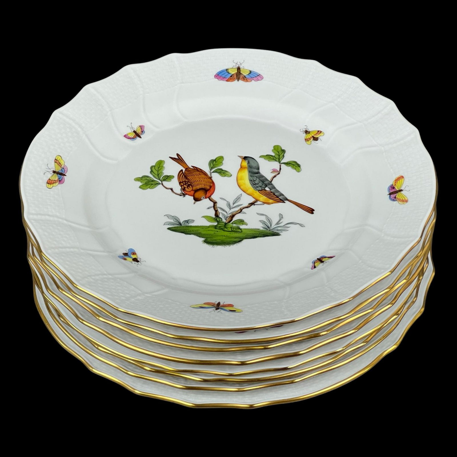 Herend Rothschild Birds Dinner Plates- Set of 8 (1 of 4)