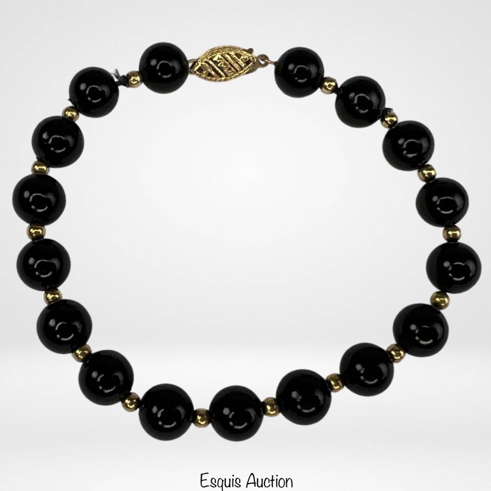 14k Gold & Black Onyx Beads Bracelet (1 of 3)
