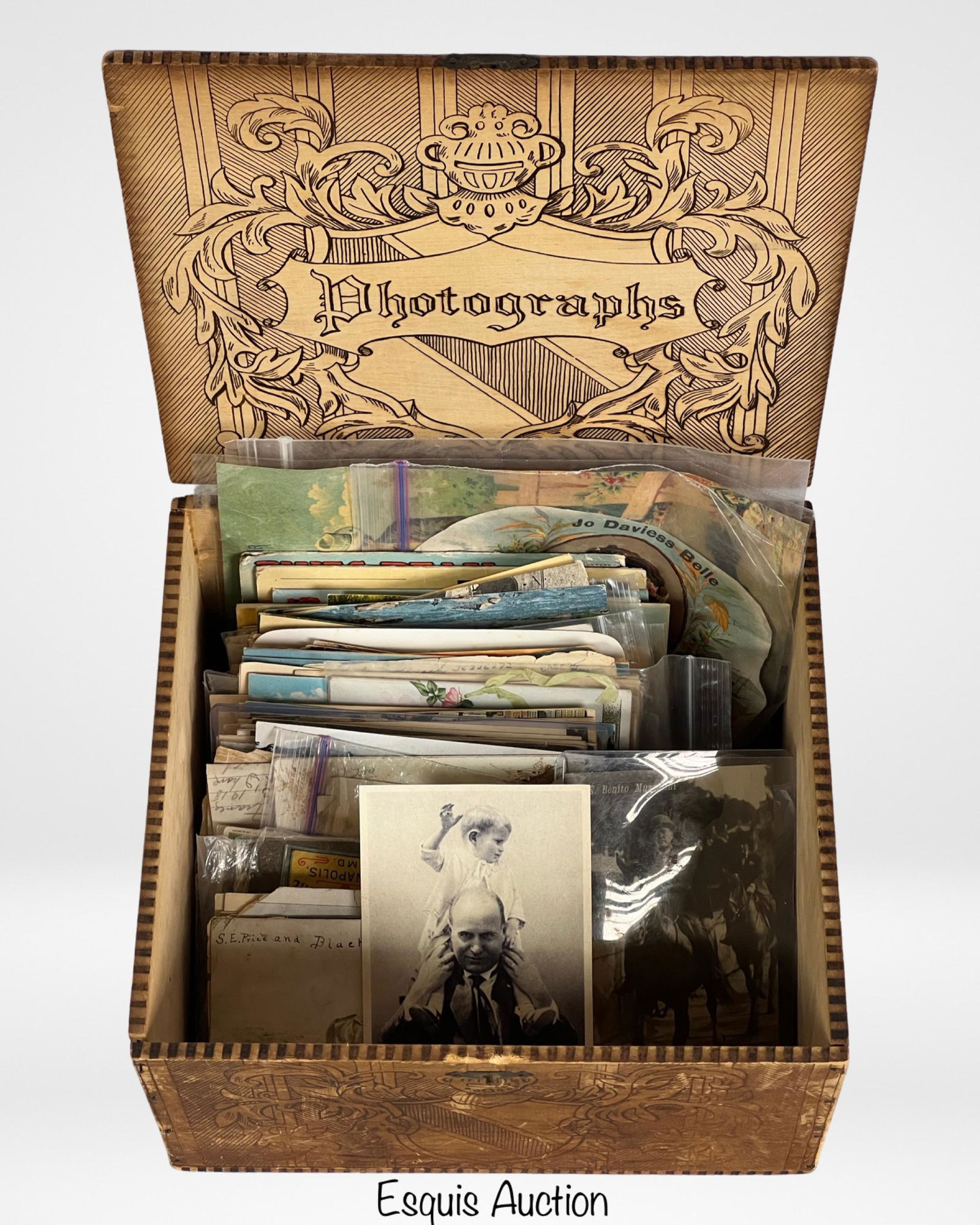 Antique & Vintage Post Cards in Wooden Box- RPPC (1 of 6)