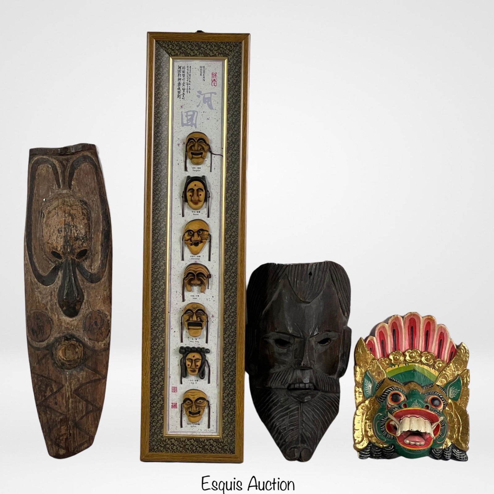 Lot of  Wood Carved Wall Masks (1 of 4)
