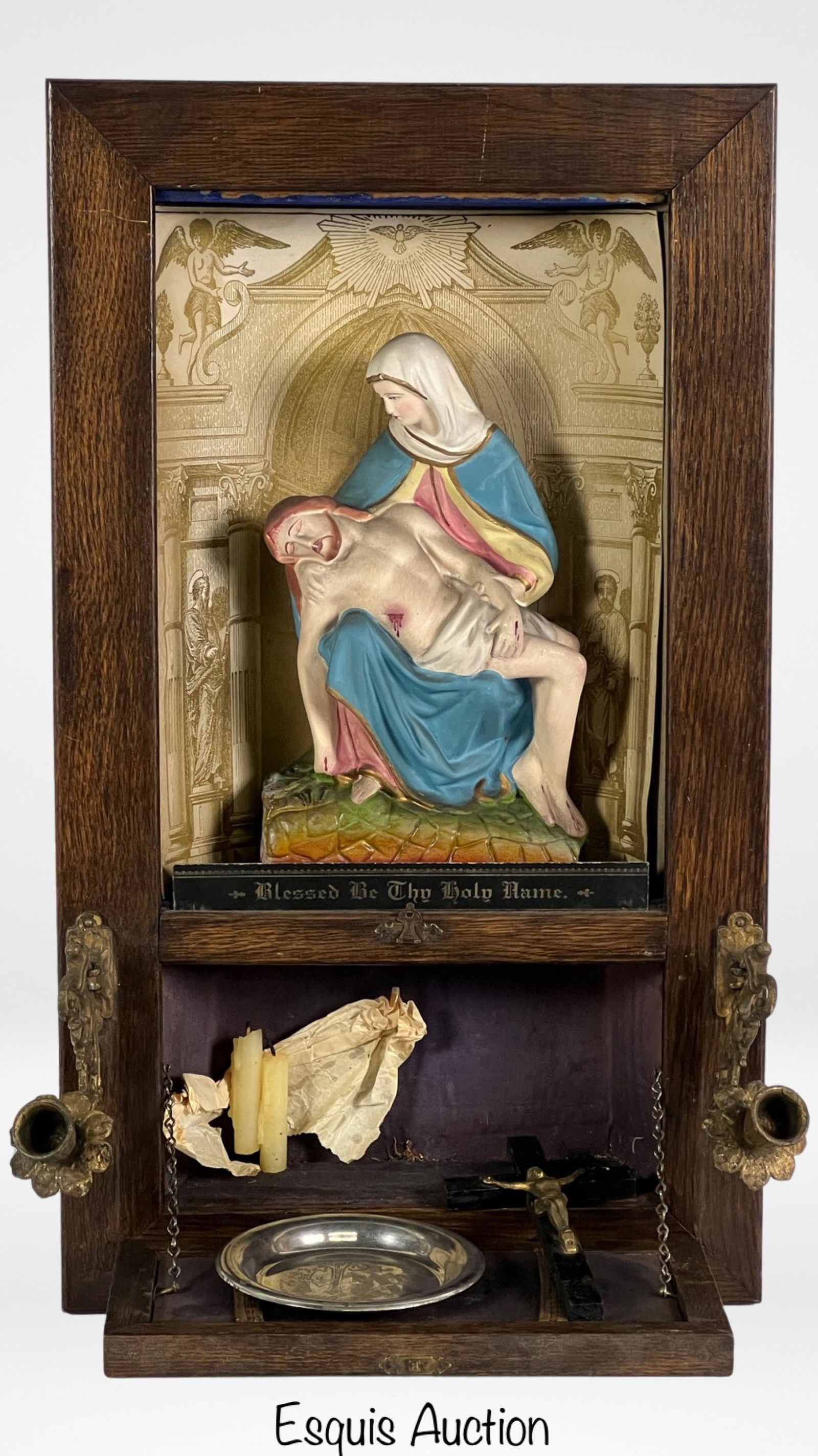 Antique Pieta Virgin Mary Last Rite Sick Call Box (1 of 6)