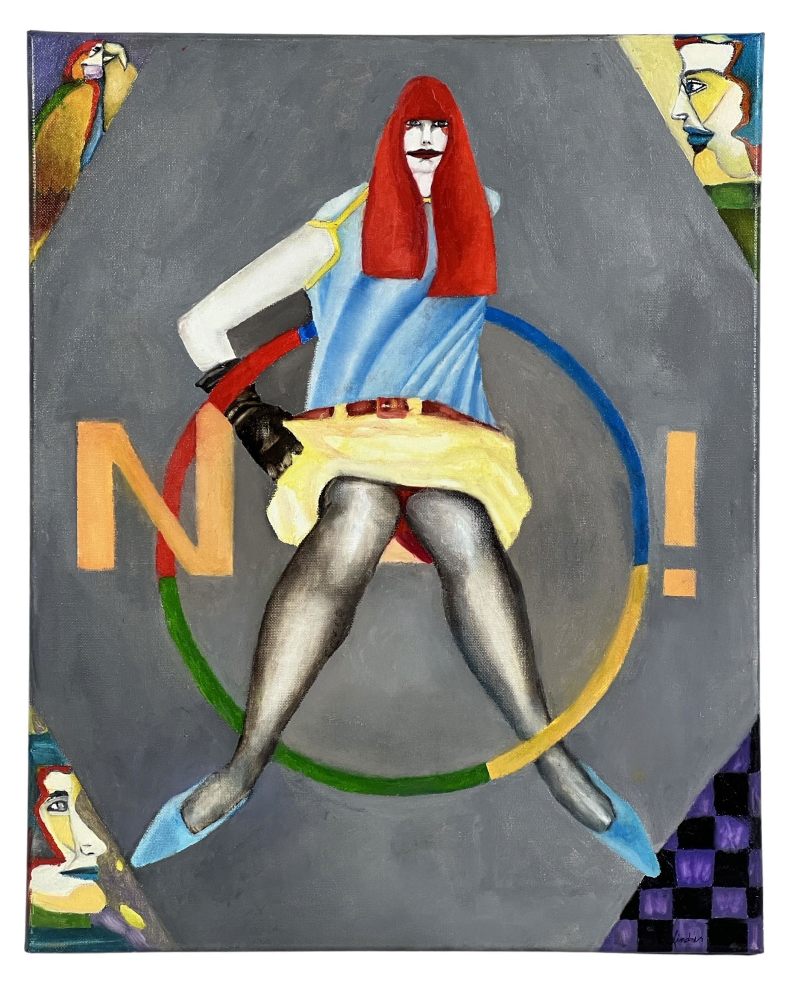 Richard Lindner (in style) Girl with Hoop Painting (1 of 3)