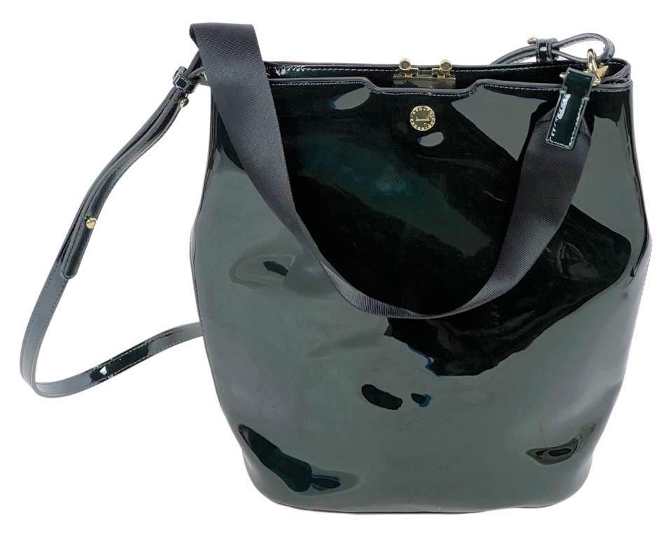 Adolfo Dominguez Dark Green Lacquered Shoulder Bag (1 of 7)