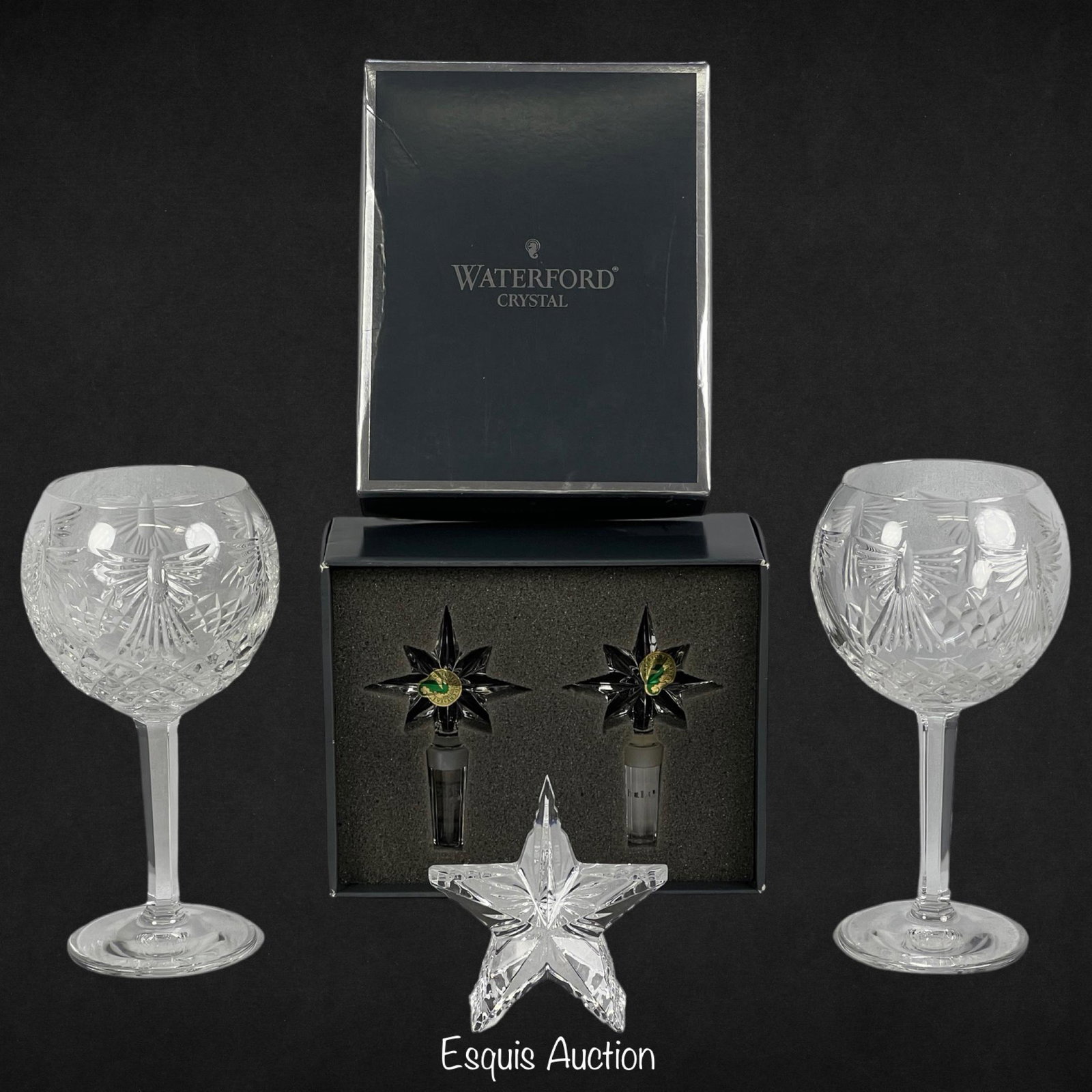Waterford Crystal Wine Glasses, Stoppers & Star Pa: Elevate your collection with this stunning set of Waterford Crystal pieces. The pair of Waterford Crystal Peace Millennium Balloon Wine Glasses exude elegance and sophistication, perfect for enjoying 