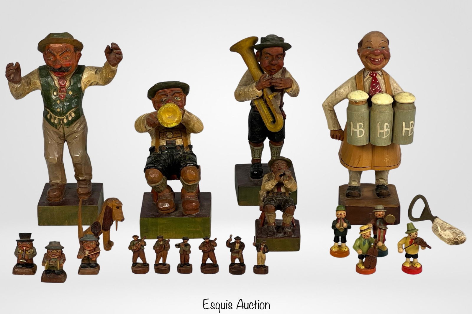 Assortment of Vintage German Wood Carved Figurines (1 of 8)
