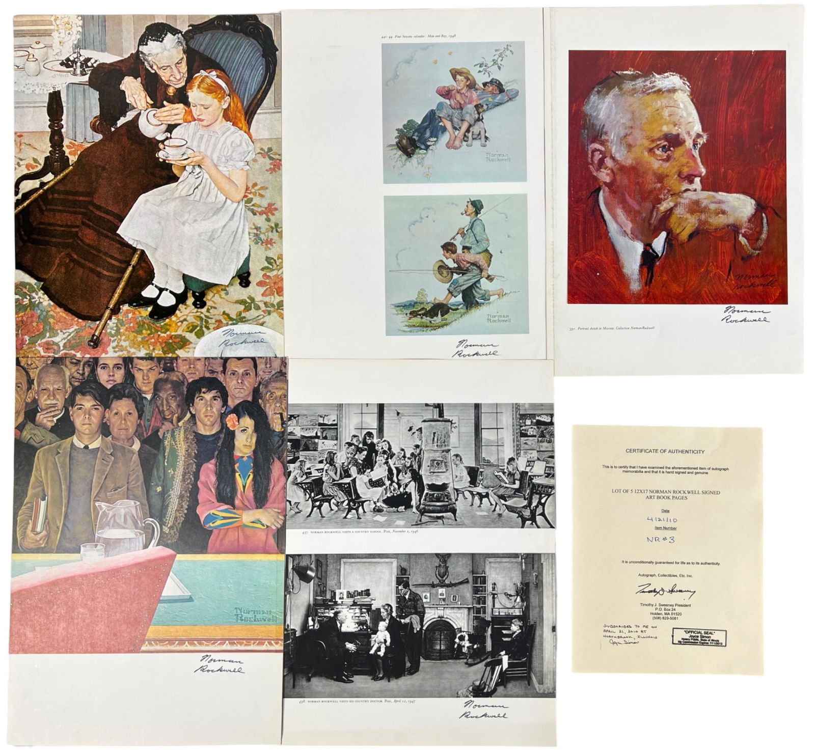 Norman Rockwell Set of 5 Signed Art Book Pages (1 of 12)
