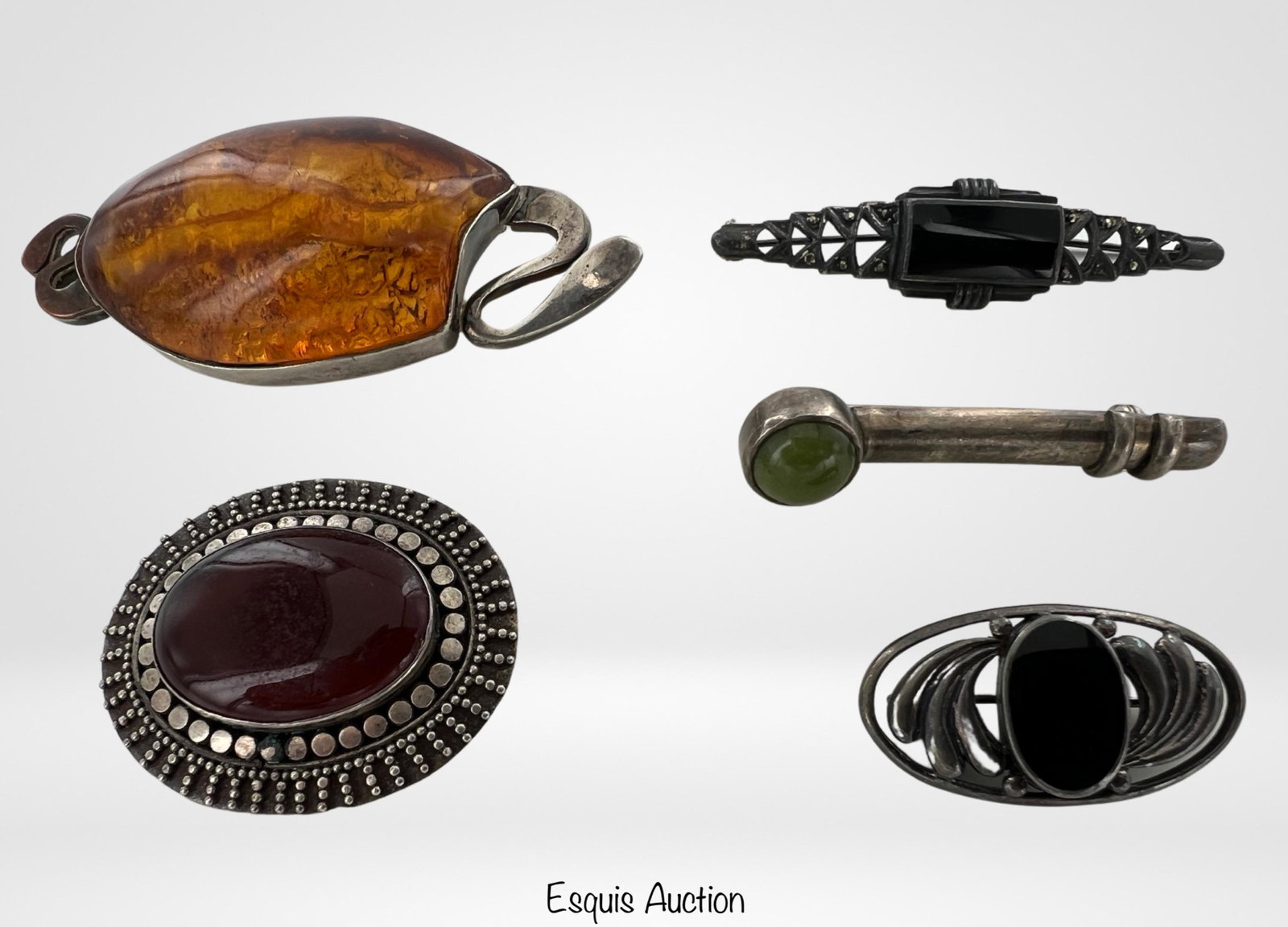 Sterling Silver Brooches- Unique Amber Brooch (1 of 4)