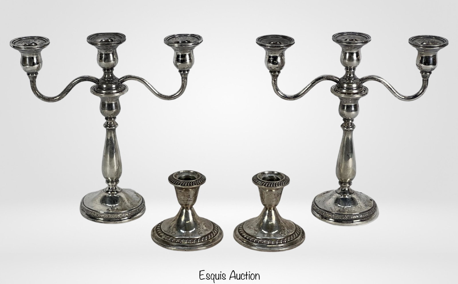 Two Pairs of Sterling Silver Candleholders- Gorham (1 of 4)