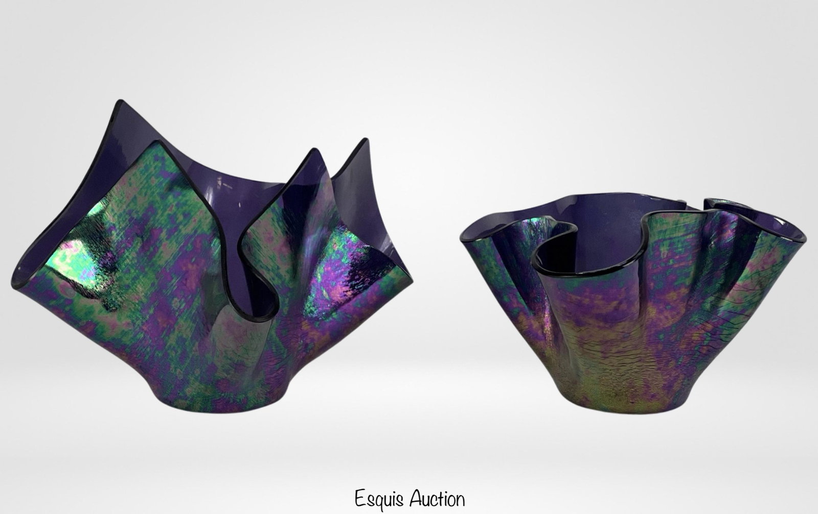 Contemporary Fused  Iridescent Handkerchief Bowls (1 of 11)