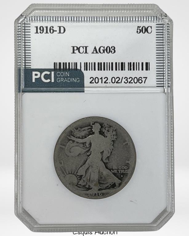 1916 D Walking Liberty US Half Dollar- Key Date (1 of 2)