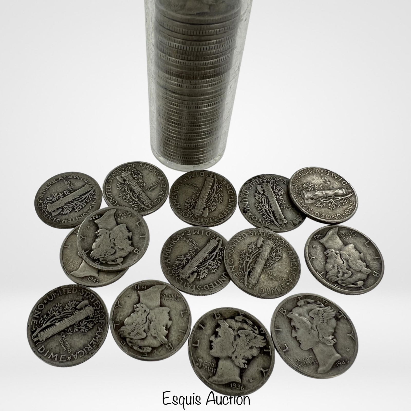 Fifty Unsearched US Silver Mercury Dime Coins (1 of 2)
