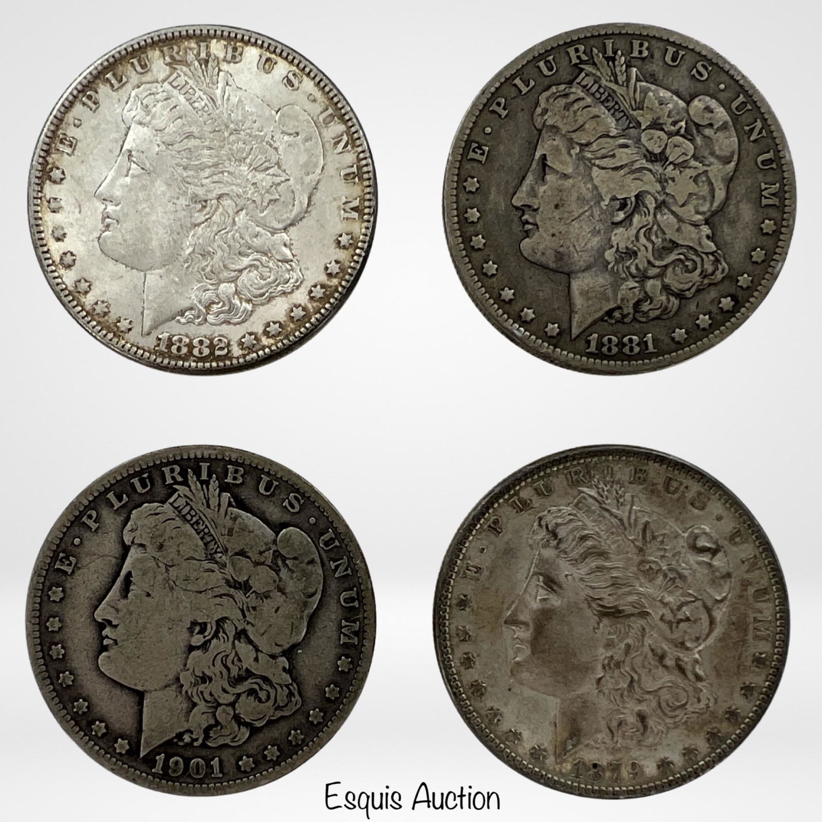Four US Silver Morgan Dollars (1 of 2)