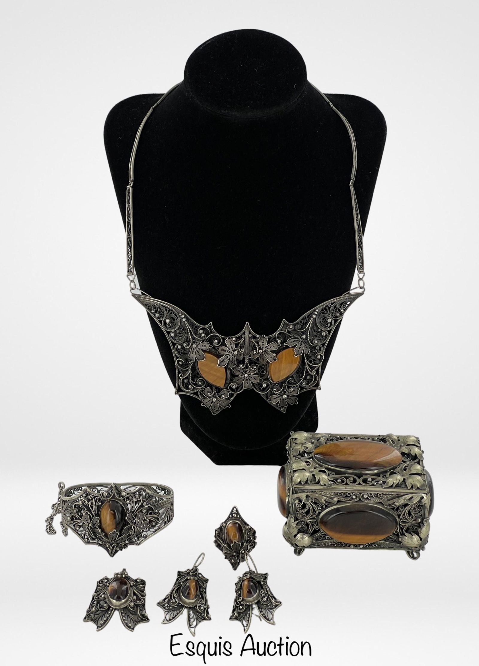 Vintage Russian Silver Filigree Jewelry Set (1 of 8)