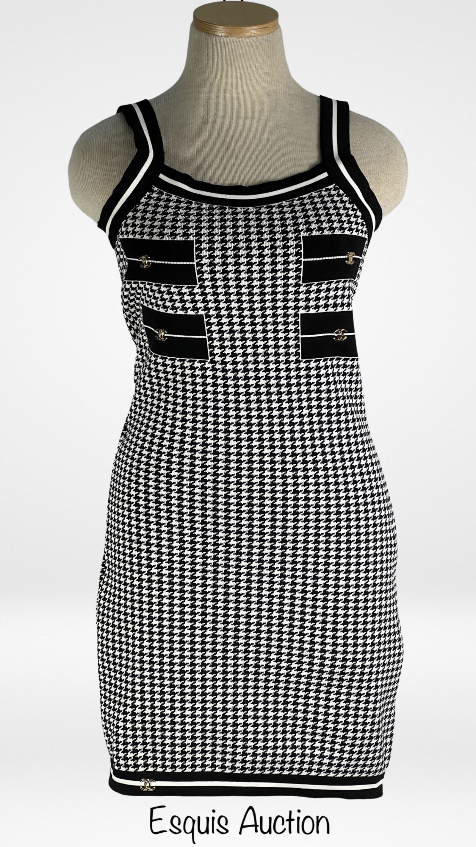 Chanel Houndstooth Strap Mini Dress (1 of 6)