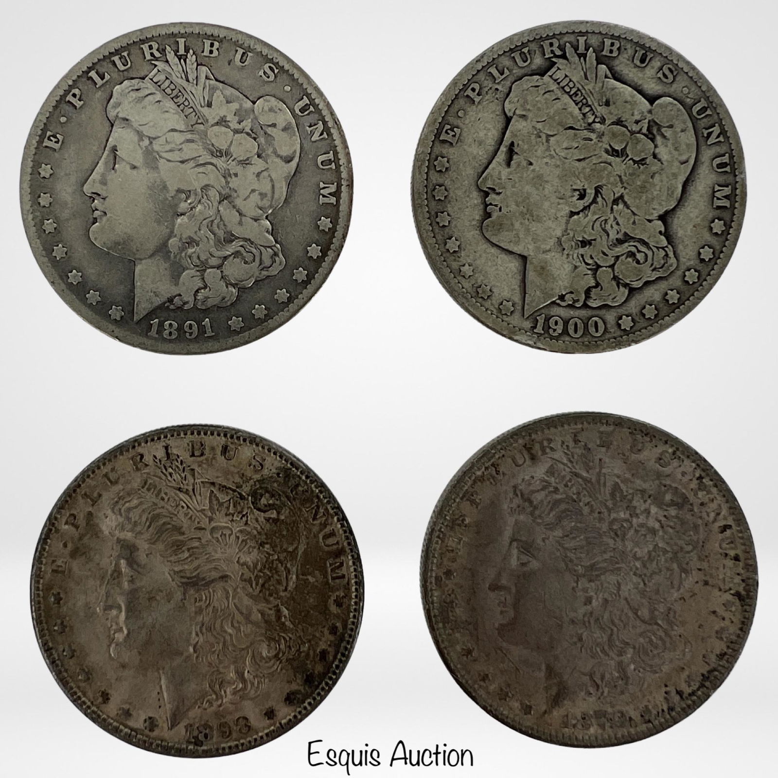 Four US Silver Morgan Dollar Coins (1 of 2)